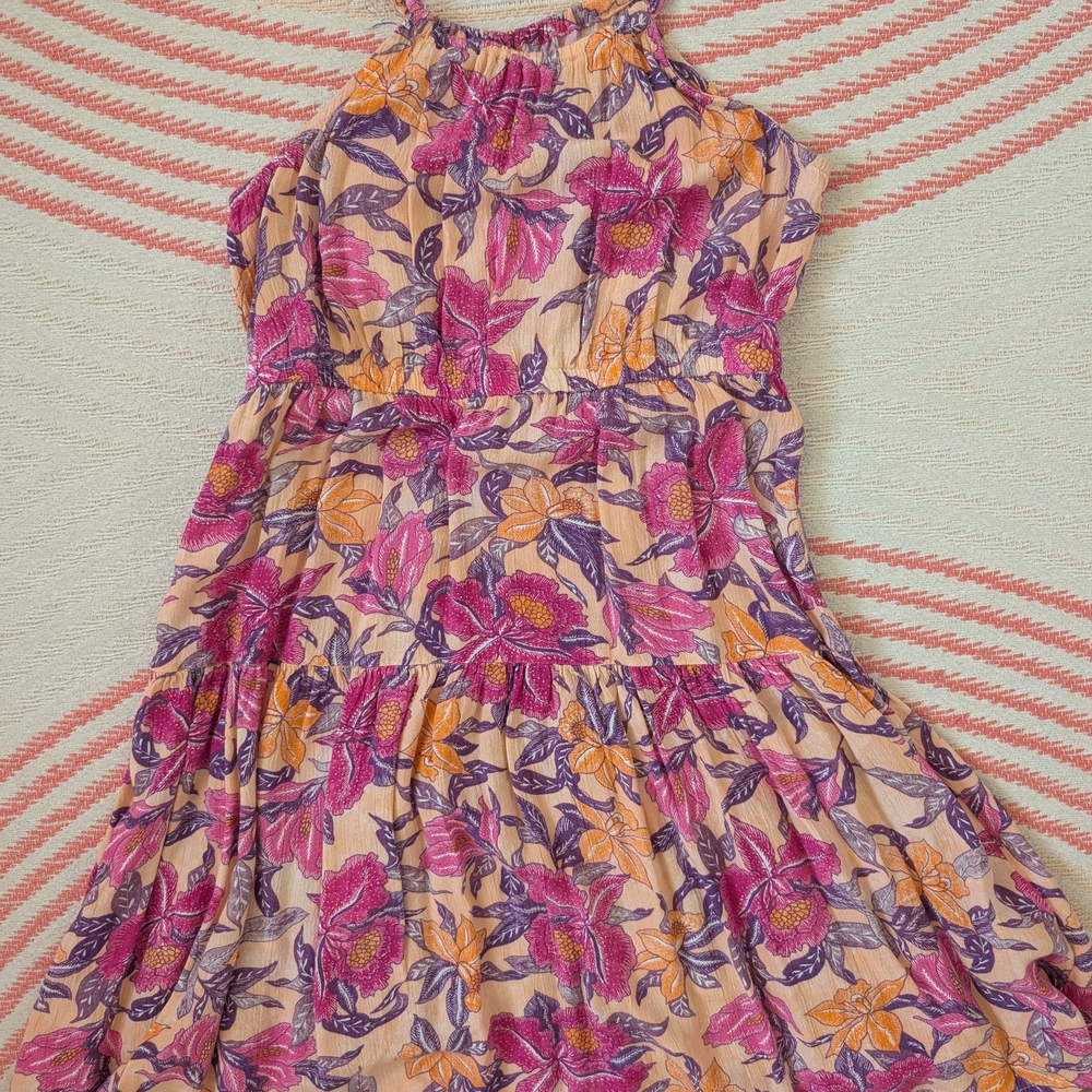 Old Navy Pink Purple Orange Floral Halter Dress
